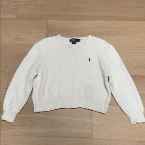 Vintage 90s Polo by Ralph Lauren white crop cable knit sweater size girls XL
